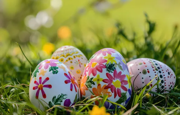 Картинка цветы, яйца, весна, colorful, Пасха, happy, flowers, spring