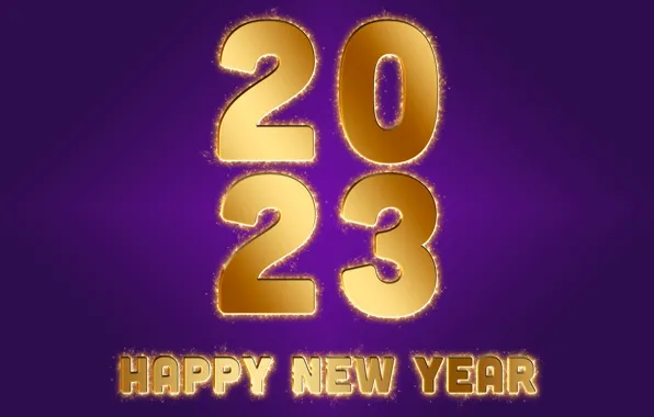 Золото, Новый Год, цифры, golden, happy, New Year, purple, figures