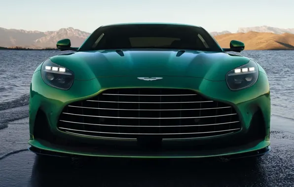 Aston Martin, берег, вид спереди, водоем, спортивное купе, 2023, sports coupe, Aston Martin DB12