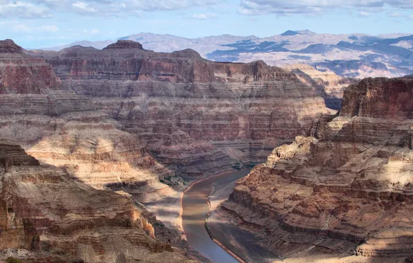 Небо, горы, река, каньон, Аризона, Grand Canyon, National Park