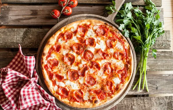 Еда, сыр, пицца, петрушка, колбаса, pizza, специи, начинка