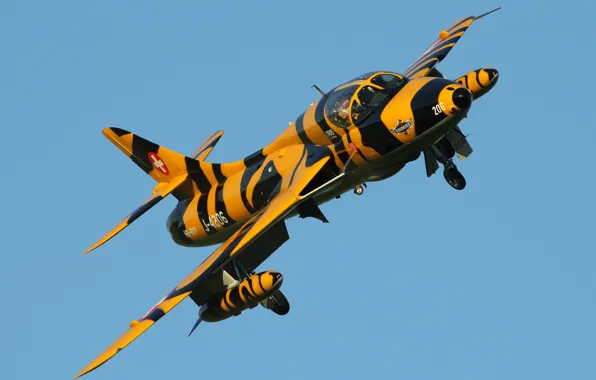 Картинка полет, оружие, истребитель, бомбардировщик, Hawker Hunter