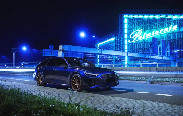 Картинка Audi, Light, Blue, Night, Avant, RS6, VAG, Sight