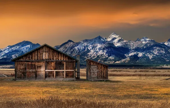 House, Mountain, Cloud, National Park, Grand Teton