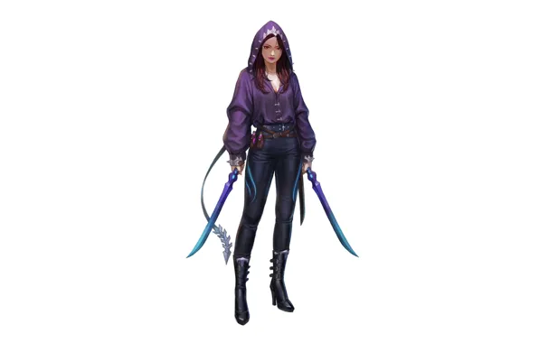 Girl, Art, Assassin, Style, Background, Illustration, Weapon, Minimalism