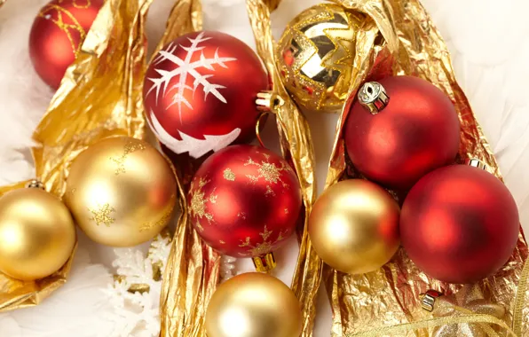 Картинка шарики, украшения, шары, узоры, игрушки, Новый Год, Рождество, красные