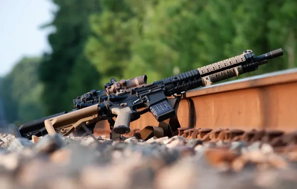 Картинка оружие, рельсы, AR-15, штурмовая винтовка
