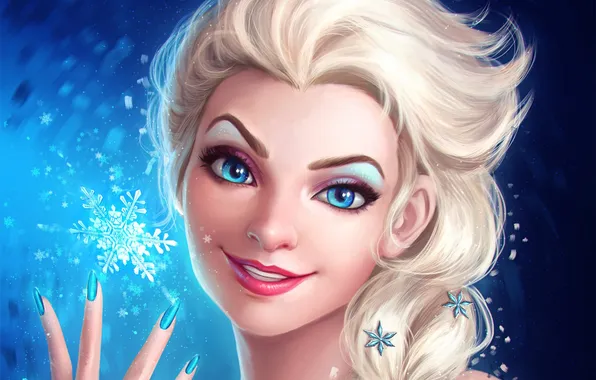 Картинка девушка, лицо, Disney, Elsa, Snow Queen