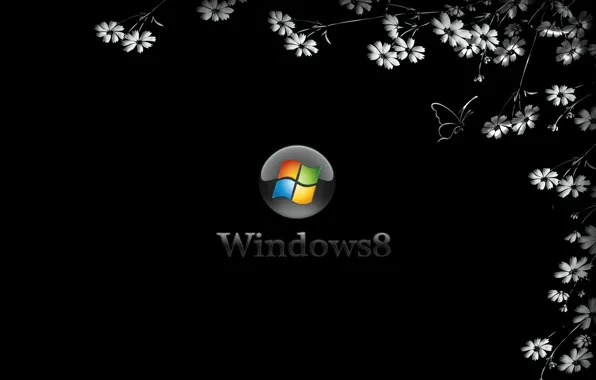 ФОН, ЧЁРНЫЙ, ЦВЕТЫ, WINDOWS 8