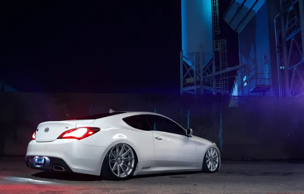 Белый, тюнинг, купе, white, hyundai, хёндай, vossen, genesis