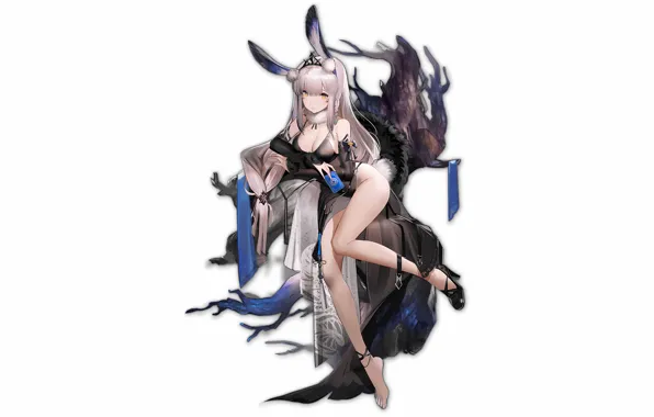 Girl, sexy, cleavage, pink hair, long hair, dress, boobs, animal ears