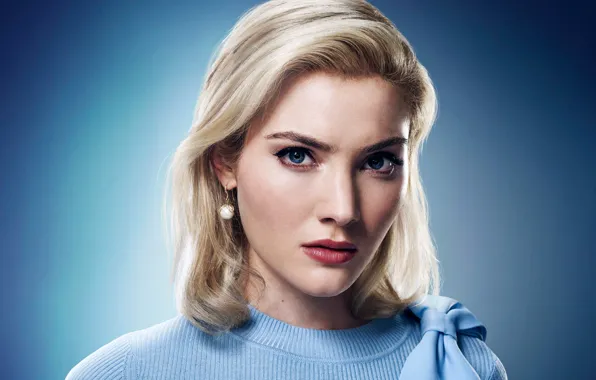 Девушка, синий, фон, портрет, блондинка, сериал, красотка, TV Series