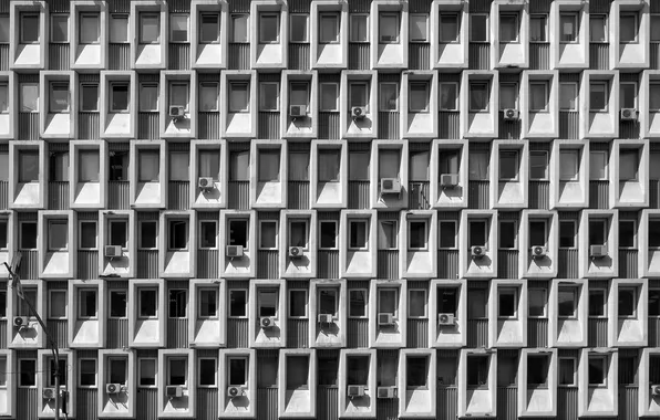 White, black, pattern, effect, squares, building