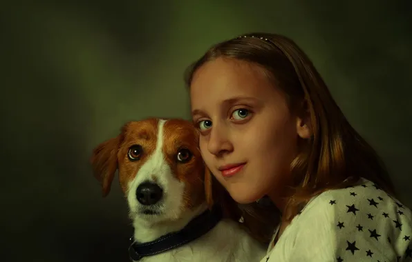 Картинка собака, девочка, друзья