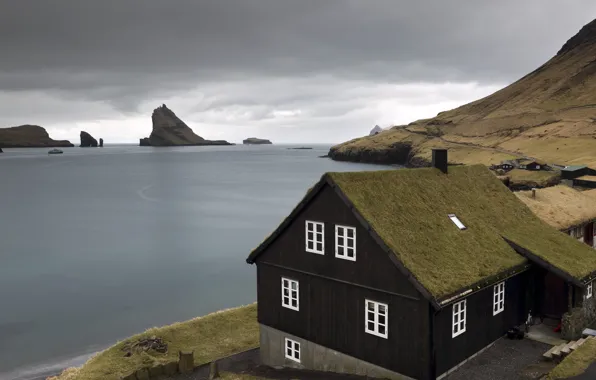 Море, дом, берег, Faroe islands
