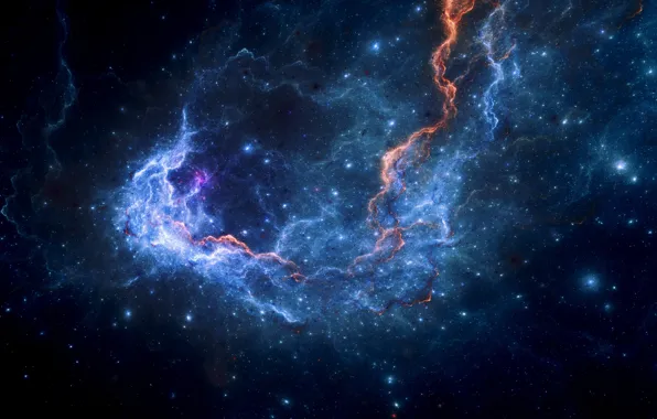 Космос, туманность, вселенная, свечение, звёзды, фрактал, stars