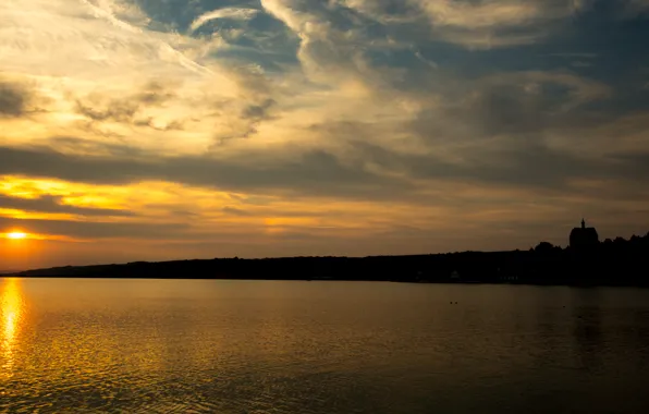 Картинка закат, Германия, Germany, sunset, Сибург, Seeburg