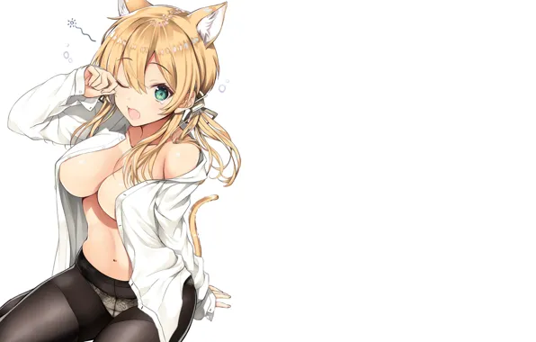 Girl, Sexy, Anime, pussy, kitty, Neko, revealing, sleepy