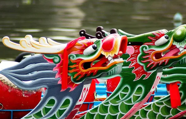Картинка праздник, лодка, дракон, Китай