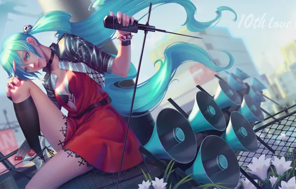 Взгляд, аниме, девушка, vocaloid, арт