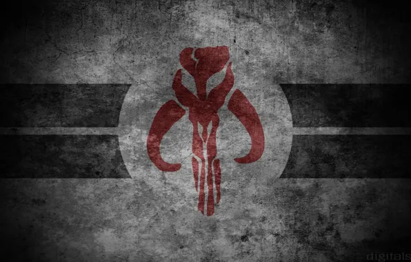 Star Wars, skull, red, mandalorian