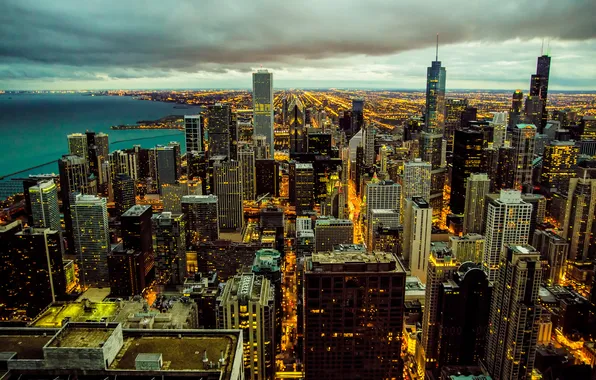 Картинка United States, Illinois, Chicago Skyline at night