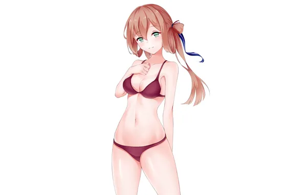 Girl, sexy, cleavage, green eyes, long hair, boobs, anime, beautiful