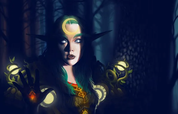 Картинка эльф, wow, world of warcraft, night elf, друид, druid, ночная эльфийка