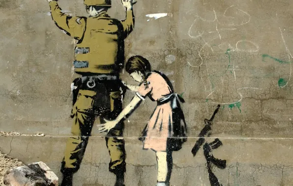 Картинка Graffiti, Banksy, Girl Searching a Soldier