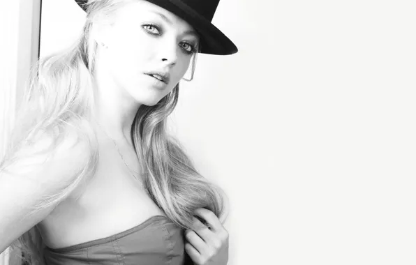 Взгляд, поза, модель, актриса, певица, в шляпе, hair, Amanda Seyfried