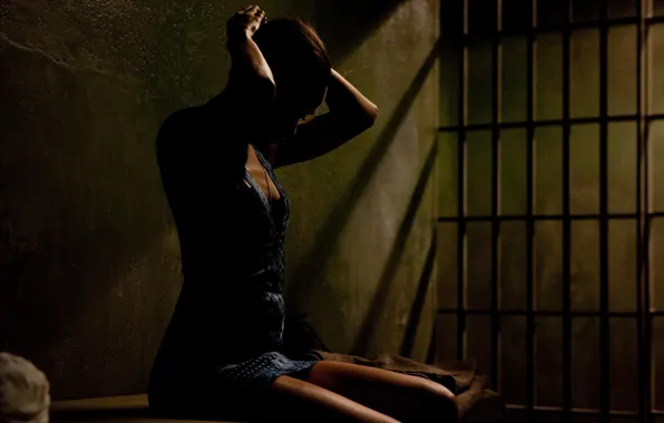 Картинка девушка, тень, решетка, тюрьма