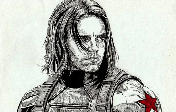 Мужчина, art, Captain America: The Winter Soldier, Sebastian Stan, winter soldier, James Barnes