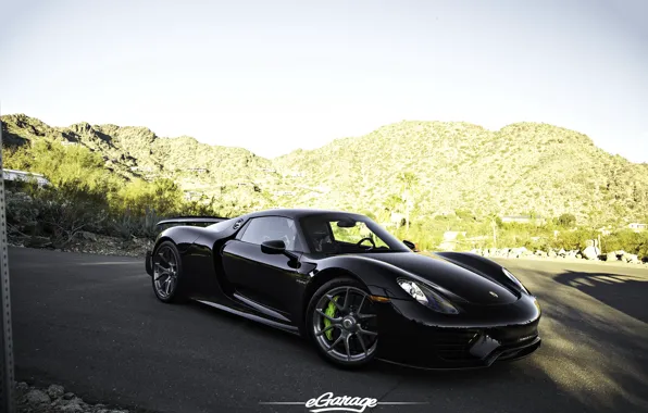 Картинка Porsche, Black, Spyder, 918, eGarage