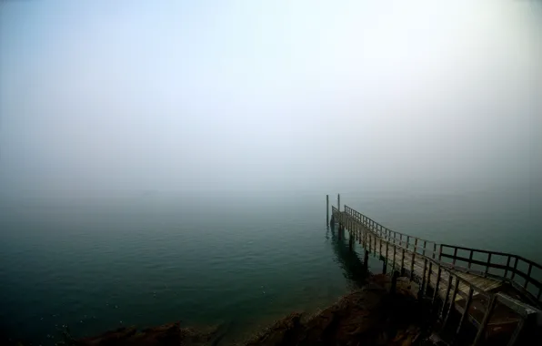 Картинка туман, причал