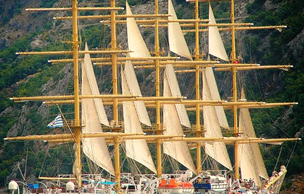 Берег, парусник, рейд, Star Clippers