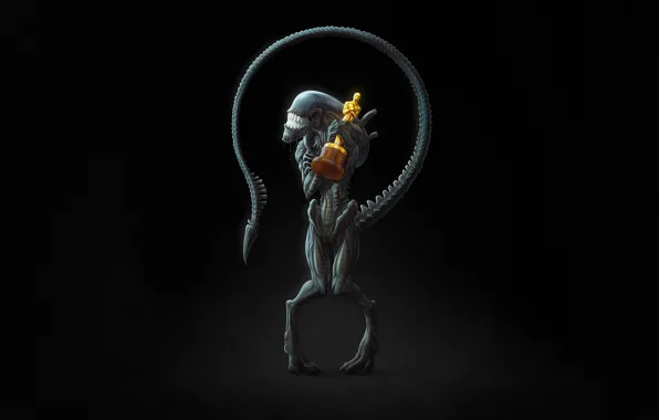 Минимализм, Улыбка, Чужой, Фон, Oscar, Alien, Оскар, Xenomorph