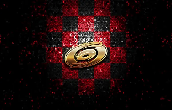 Wallpaper, sport, logo, NHL, hockey, glitter, checkered, Carolina Hurricanes