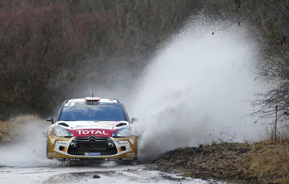 Citroen, Брызги, DS3, WRC, Rally, Ралли, Ostberg