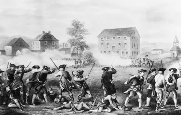 Бой, чёрно-белая, сражение, 1775, Others Battle Of Lexington