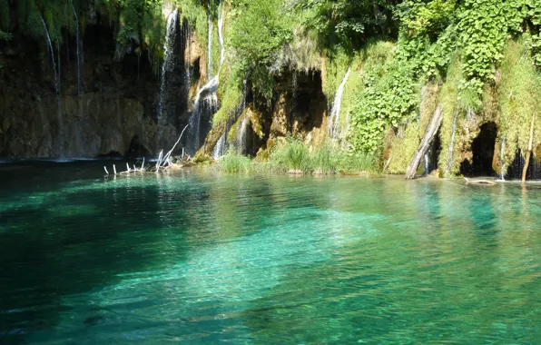 Lake, waterfall, plitvice