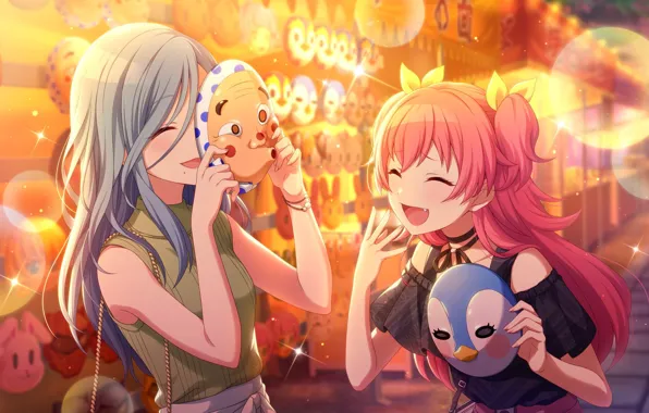 Девушки, смех, маски, Project Sekai Colorful Stage! feat. Hatsune Miku, Momoi Airi, летний фестиваль, Hinomori …