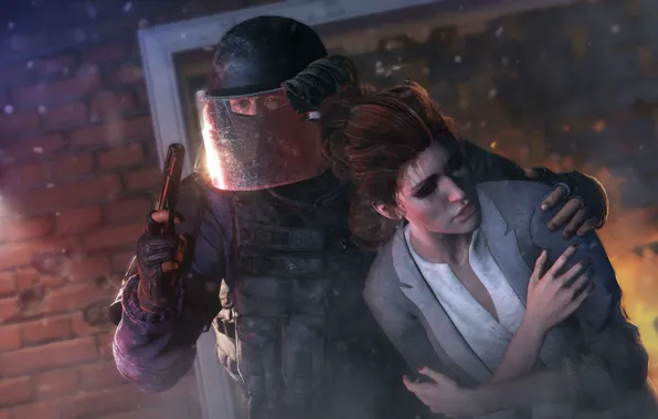 Пистолет, шлем, спецназ, заложница, Rainbow six: Siege, защитное стекло