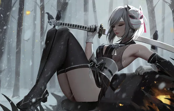 Картинка sword, women, digital art, artwork, Neor Art