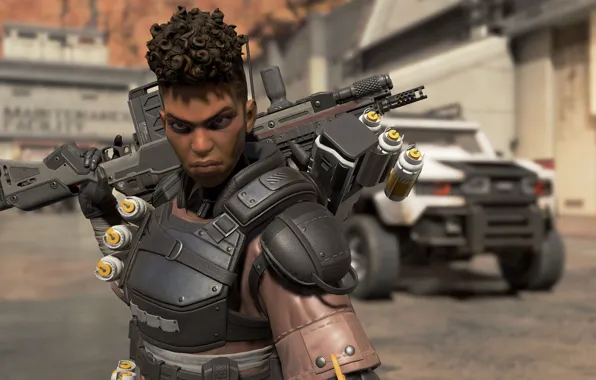 Девушка, оружие, броня, Apex Legends