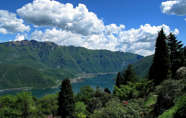 Картинка горы, парк, Швейцария, Switzerland, Lake Lugano, Ticino, Тичино, озеро Лугано