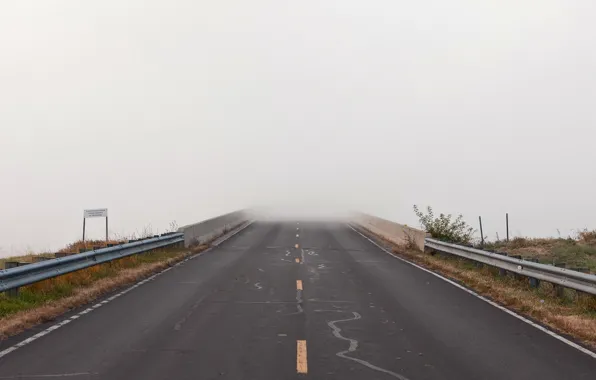 Дорога, пейзаж, туман