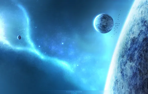 Картинка blue, energy, planets, sci fi