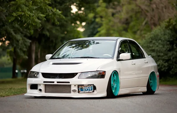 Дорога, машина, тюнинг, автомобиль, mitsubishi, lancer, evolution IX