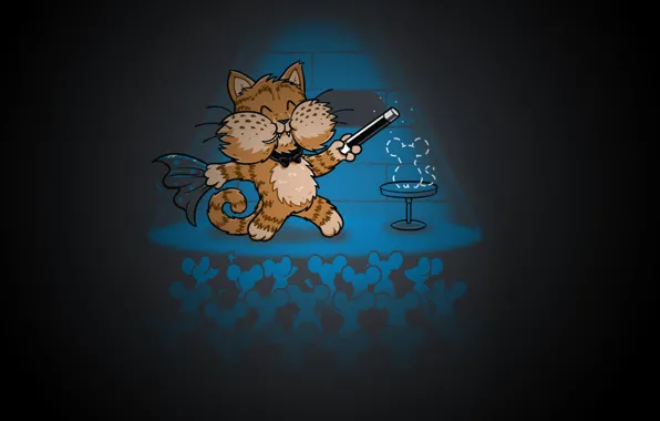 Кот, сцена, фокус, мыши