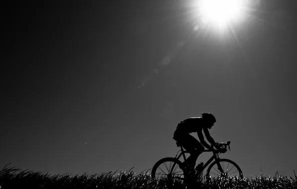 Природа, настроение, вечер, спортсмен, велосипедист, road bike